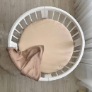 Husa saltea rotunda patut bebe copii cu elastic, 70 x 70 cm, bej (2)